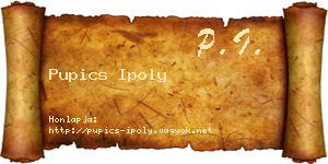 Pupics Ipoly névjegykártya